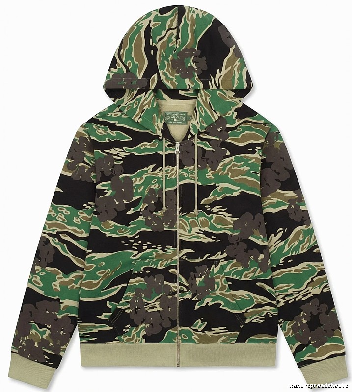 DENIM TEARS camouflage-style green and black hoodie
