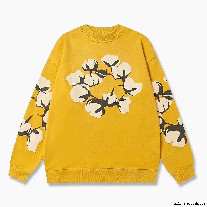 DENIM TEARS Cotton Print Yellow Sweatshirt