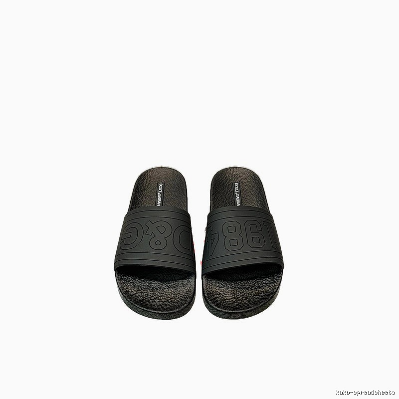 D&G 1984 Embossed Light Luxury Style Black Slide Sandals