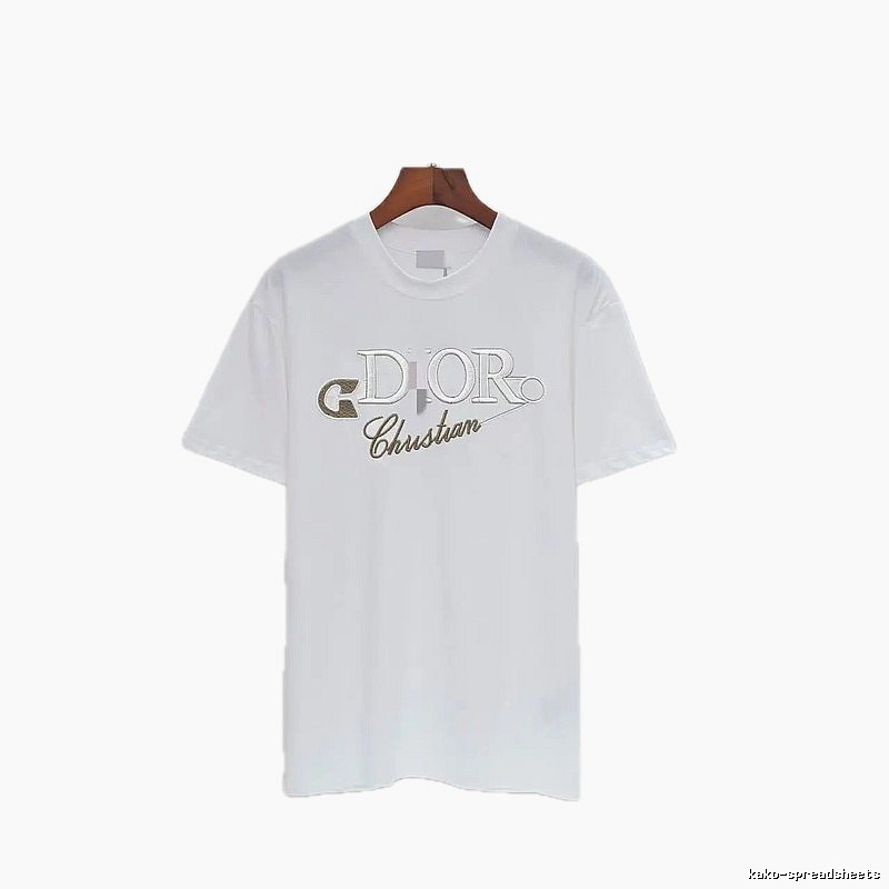 Dior Embroidered Light Luxury Style White Short-sleeve T-shirt