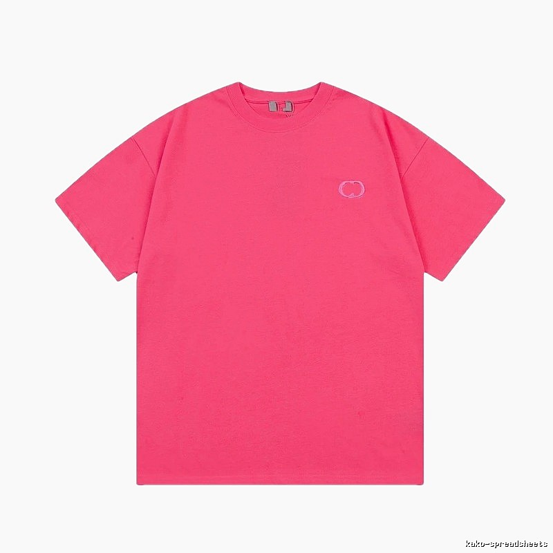 Dior Embroidery Collection Minimalist Style Dragon Fruit Pink Short-sleeve T-shirt