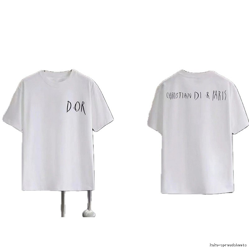 Dior Hand-painted Graffiti Style White Short-sleeved T-shirt