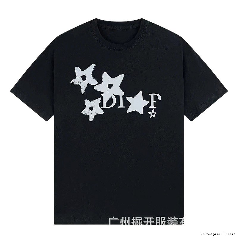 Dior Star Print Street Style Black T-Shirt