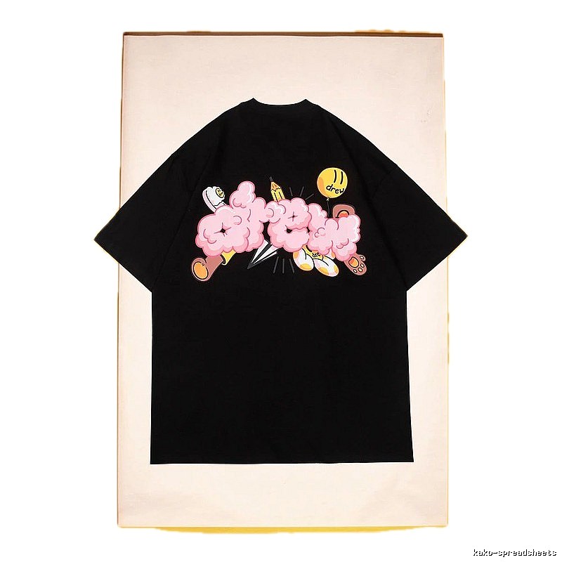 DREW Cloud Print Street Style Black Short Sleeve T-Shirt