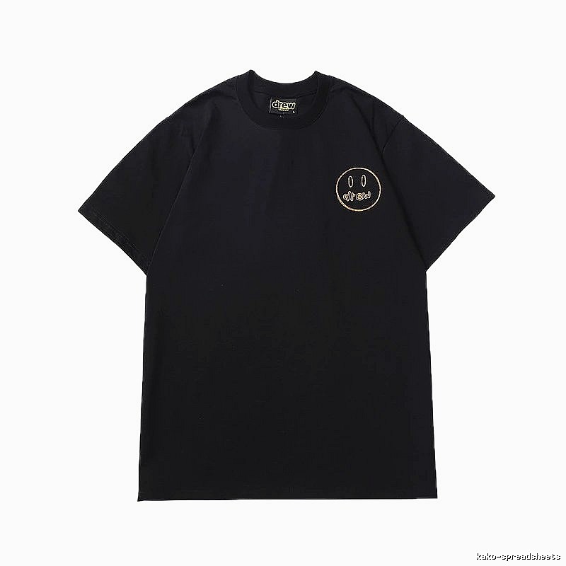 DREW Embroidered Smiley Face Street Style Black T-Shirt