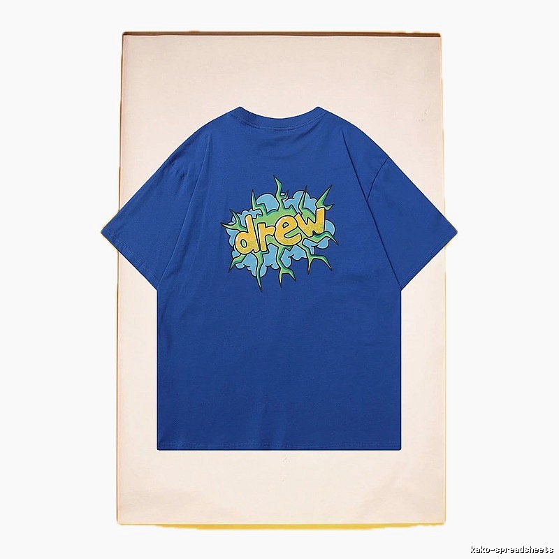 DREW Explosion Print Street Style Blue T-Shirt