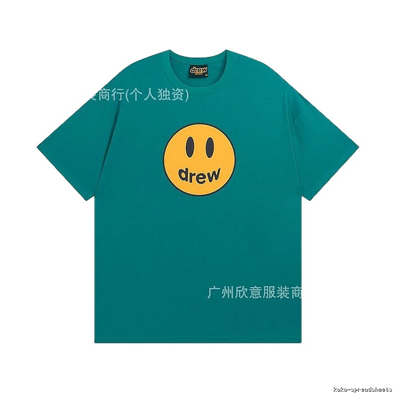 DREW Smiley Face Casual Style Lake Green Short Sleeve T-shirt
