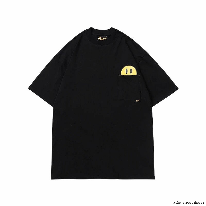 DREW Smiley Pocket Street Style Black T-Shirt