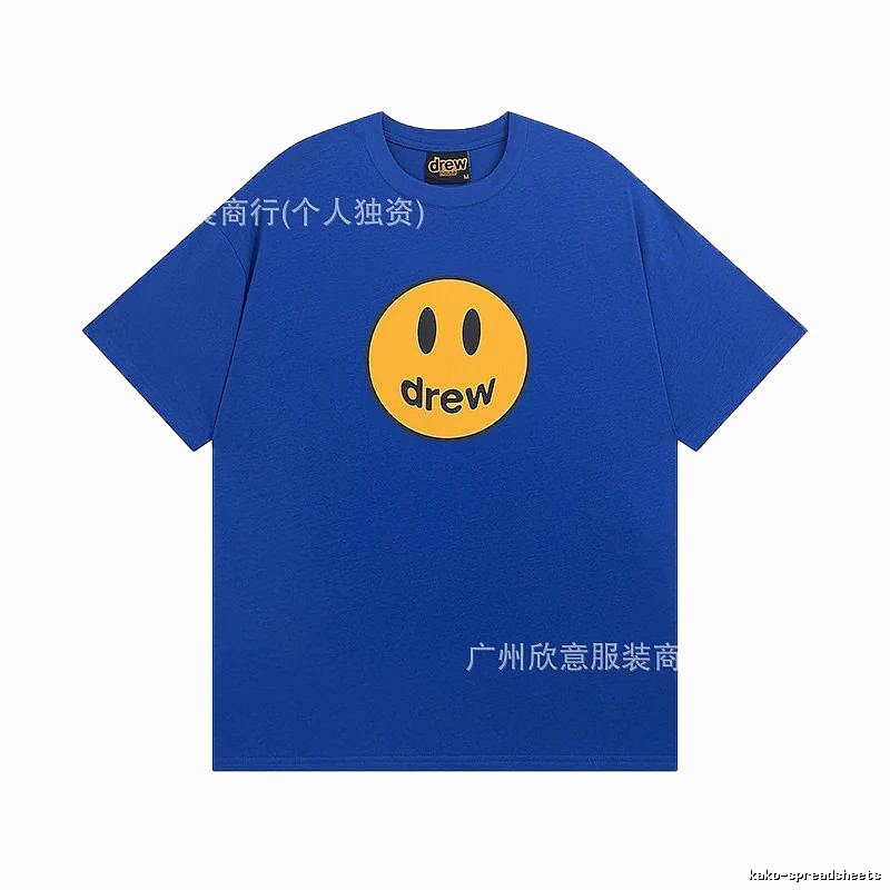 DREW Smiley Street Style Klein Blue Short Sleeve T-shirt