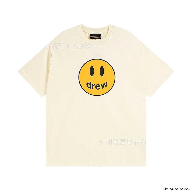 DREW Smiley Street Style Off-white Short Sleeve T-Shirt