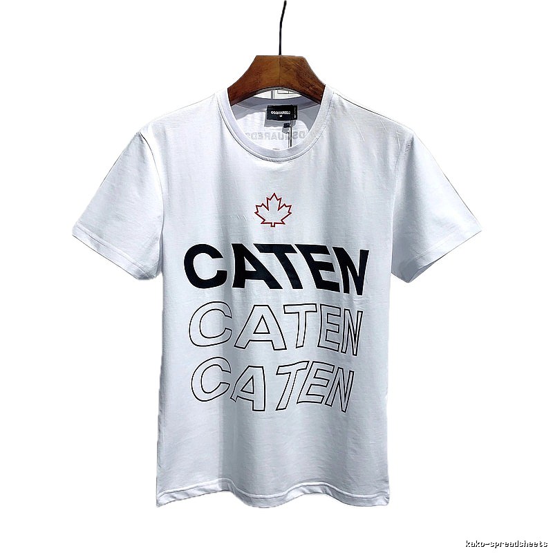 DSQ CATEN Letter Print Trendy Brand White Short Sleeve T-Shirt