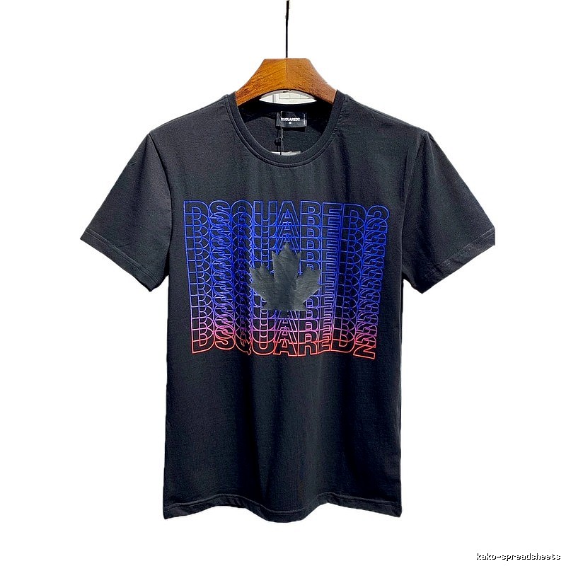DSQ Gradient Maple Leaf Print Black Short-sleeve T-shirt