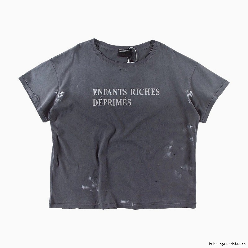 ERD Ink-splatter Distressed Vintage Style Gray Short Sleeve T-shirt