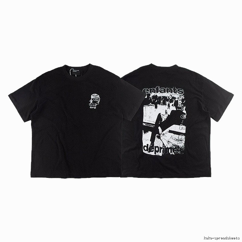 ERD Portrait Print Dark Style Black Short-sleeve T-shirt