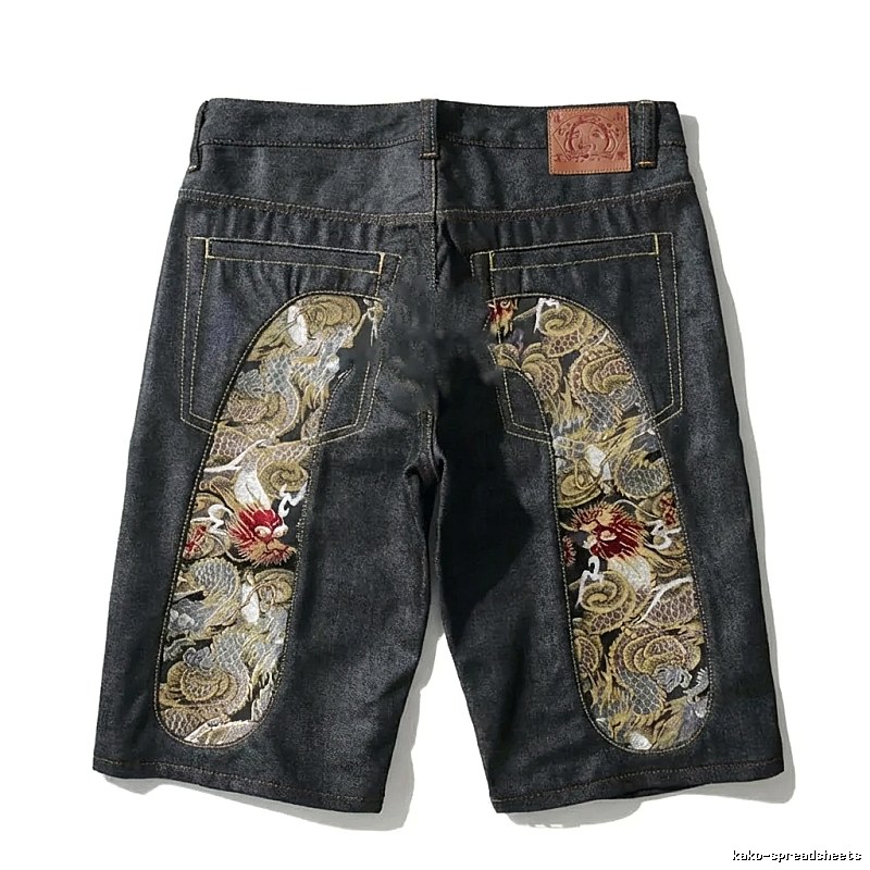 EVISU dragon pattern retro denim shorts
