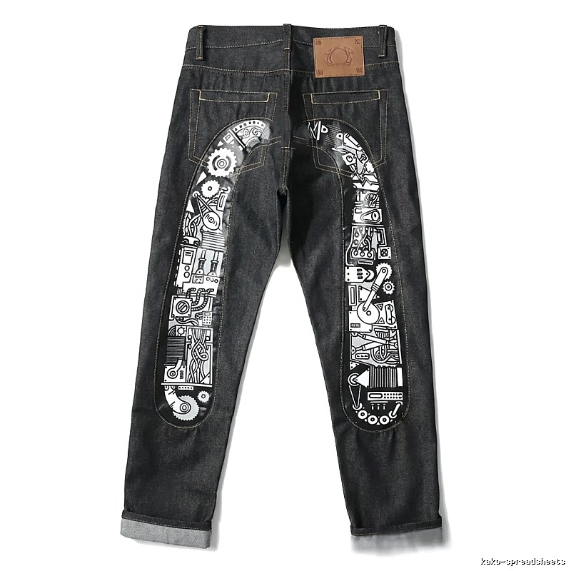 EVISU Mechanical Style Black Jeans