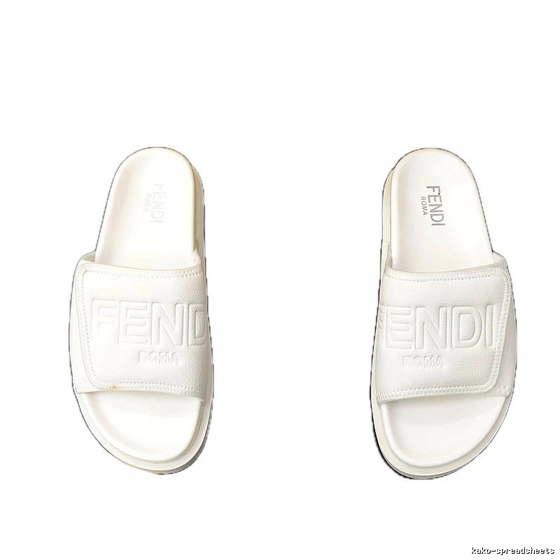 FENDI ROMA Collection Minimalist Style White Slide Sandals