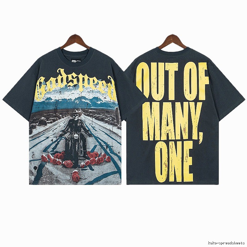 Godspeed Print Biker Style Dark Gray T-Shirt