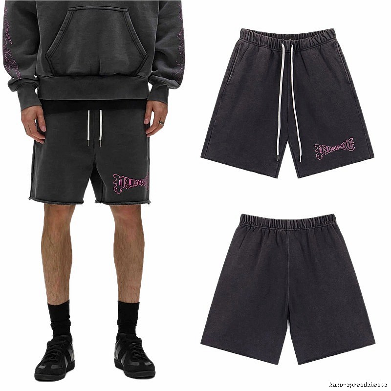 Godspeed Printed Gothic Style Charcoal Gray Shorts