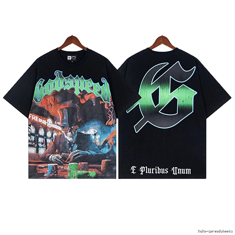 Godspeed Skull Poker Dark Style Black Short Sleeve T-Shirt