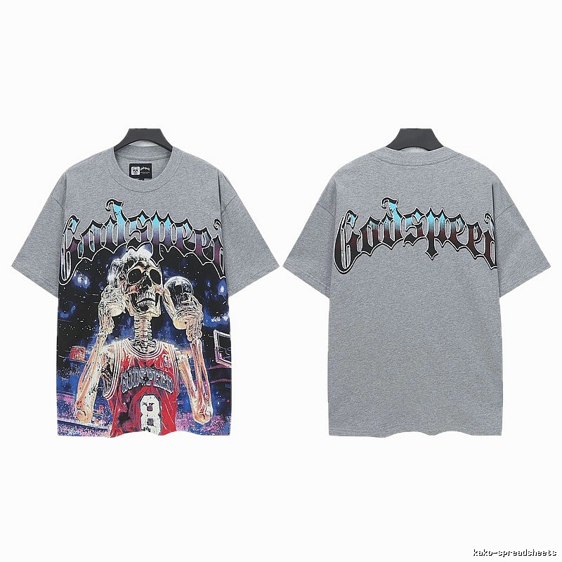 Godspeed Skull Street Basketball Style Grey T-Shirt
