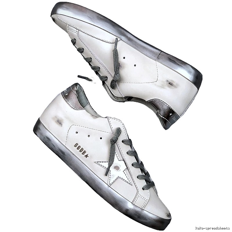 Golden Goose Dirty Star Silver and White Retro Style
