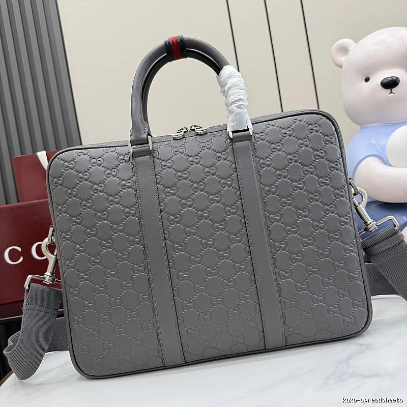 Gucci Monogram briefcase bag Structured Gray Business Dual