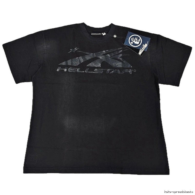 Hellstar Distressed Print High Street Style Black T-Shirt
