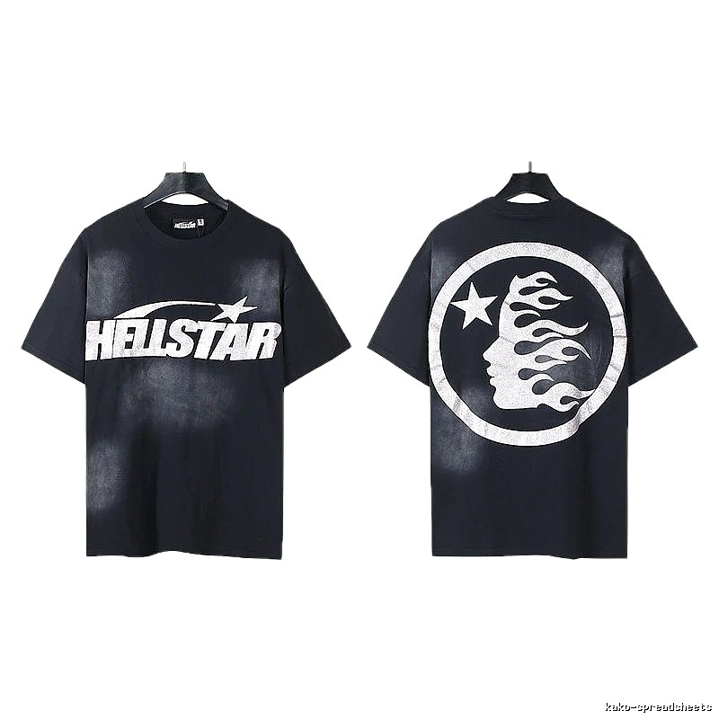 Hellstar Flame Print Street Style Black T-Shirt