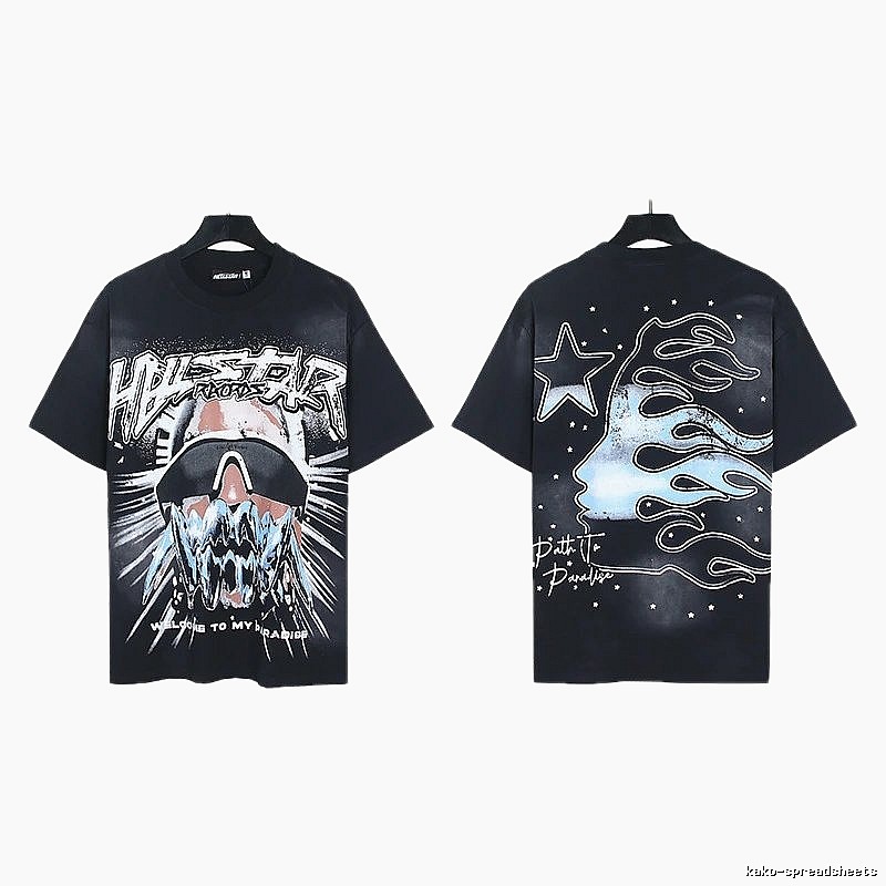 Hellstar Flame Print Street Style Black T-Shirt