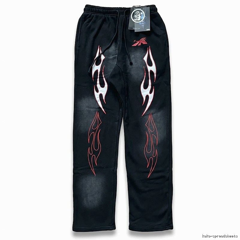 Hellstar Flame Wind Black Sweatpants