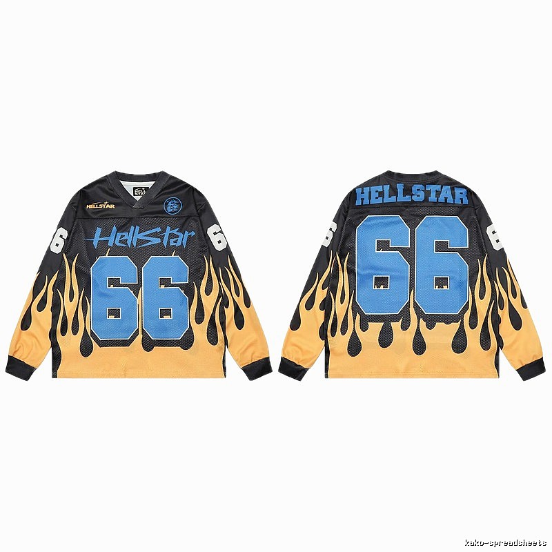 Hellstar No.66 Flame Street Style Black and Yellow Jersey
