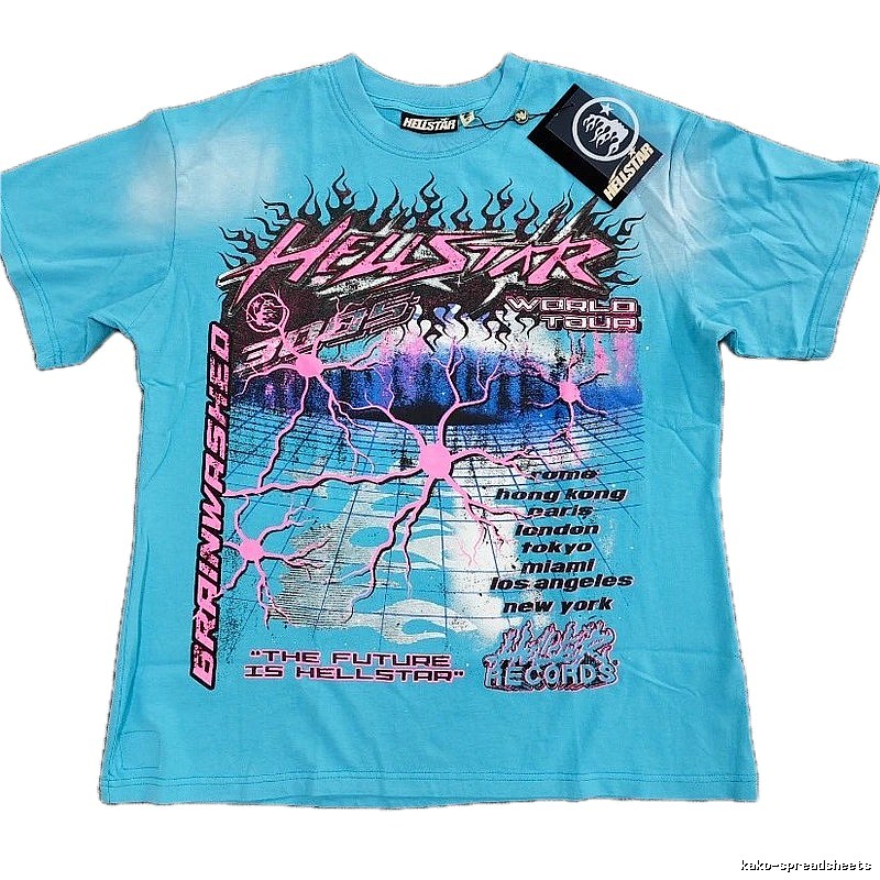 Hellstar Tour Punk Style Sky Blue Short-Sleeve T-Shirt