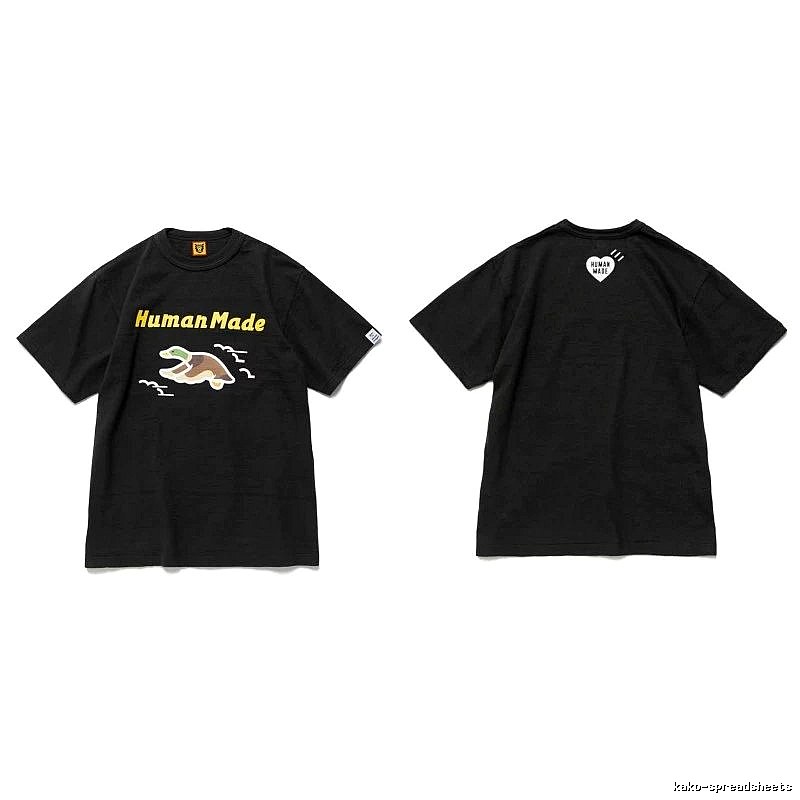Human Made Gift Ready Heart logo T-shirt Black Green Human with Fresh Pattern