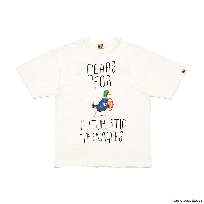 HUMAN MADE Japanese Streetwear Green Duck Printed Off-white T-shirt