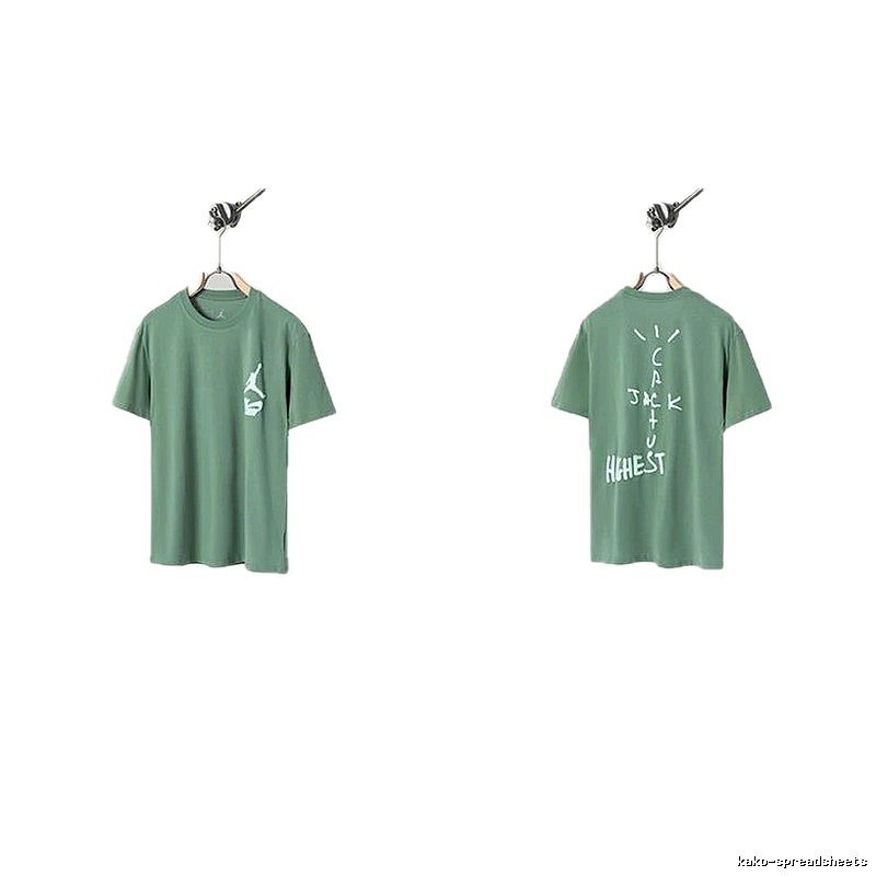 Jordan x Travis Scott Co-branded Street Style Pea Green T-Shirt