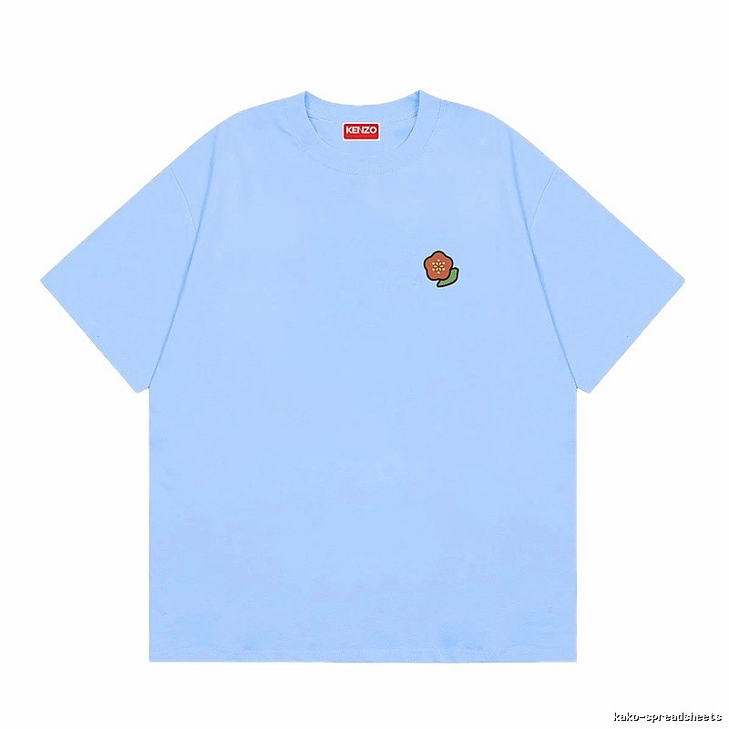KENZO Embroidered Small Flower Casual Style Light Blue T-Shirt