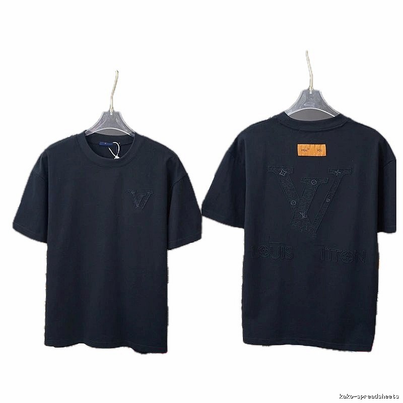 Louis Vuitton Big V Embroidered Casual Black T-Shirt