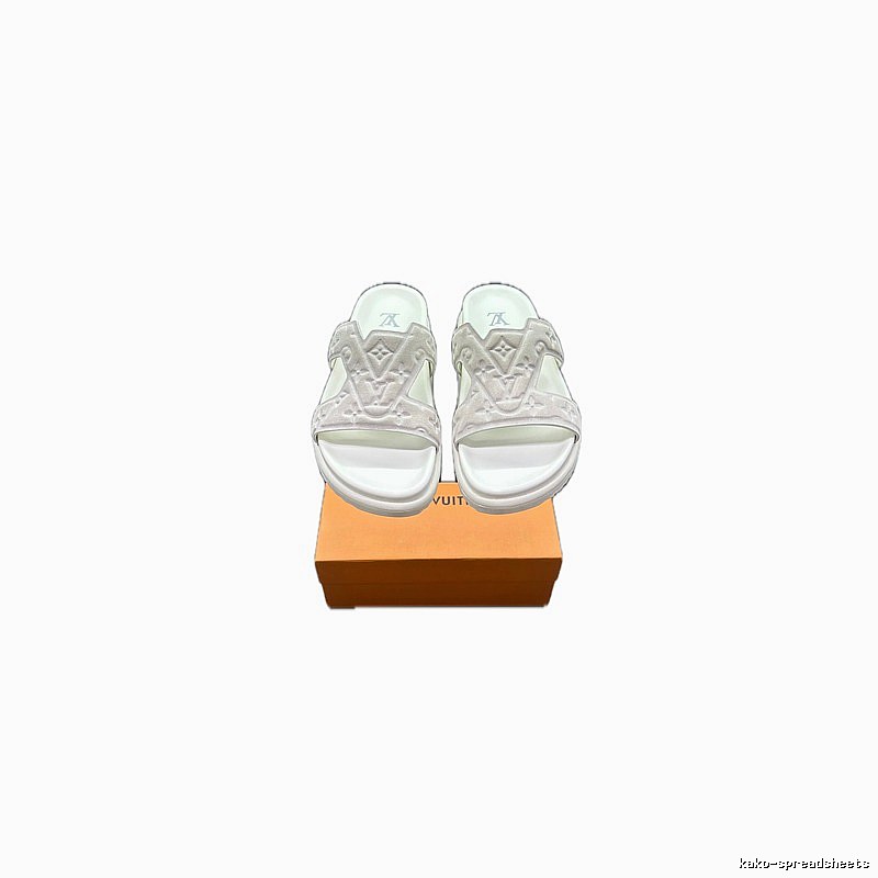 Louis Vuitton Classic Monogram Light Luxury Style White Slide Sandals