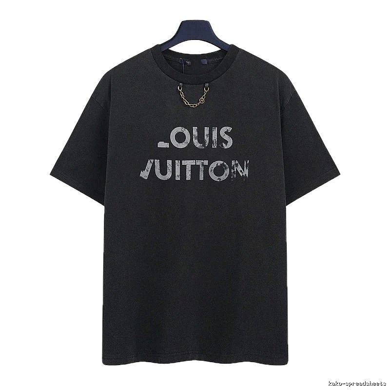 Louis Vuitton Distressed Print Cool Trendy Black T-Shirt