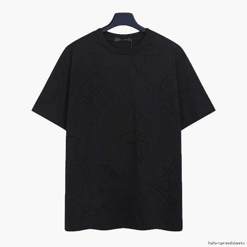 Louis Vuitton Embroidered Monogram Trendy Black T-Shirt