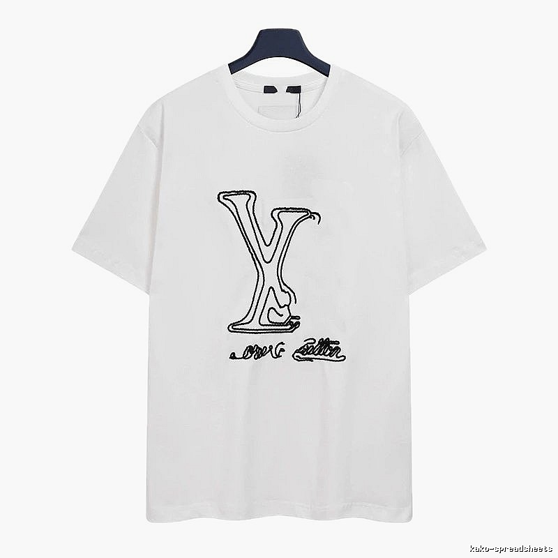 Louis Vuitton Embroidered Trendy Style White Short-sleeve T-shirt