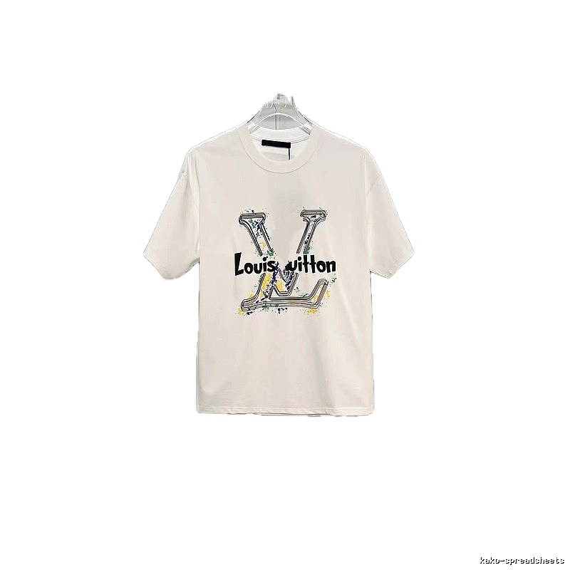 Louis Vuitton Ink-Splashing Trendy & Cool Style White Short-Sleeve T-Shirt