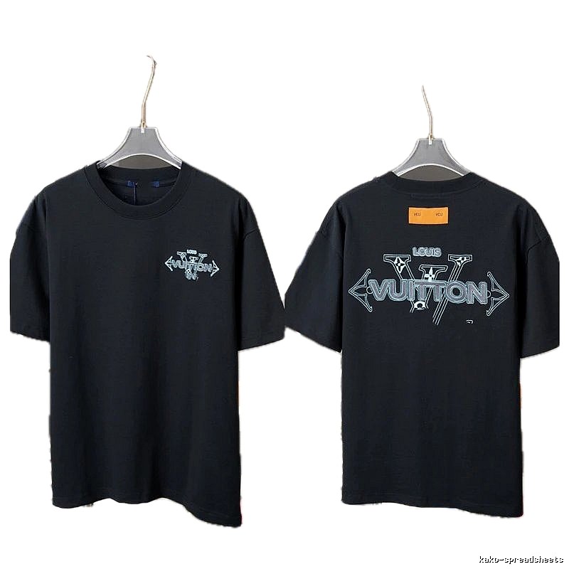 Louis Vuitton Letter Print Streetwear Style Black T-Shirt