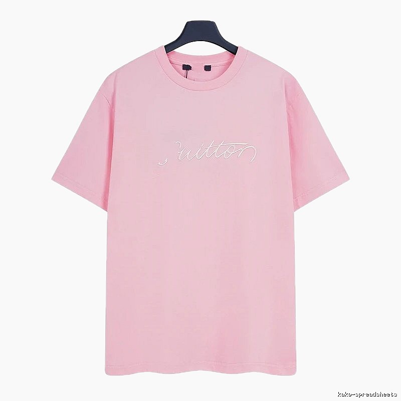 Louis Vuitton Minimalist Style Embroidered Pink T-Shirt