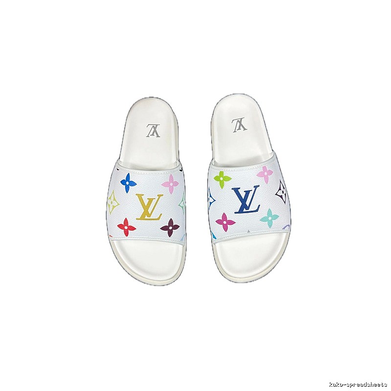 Louis Vuitton Multicolor Monogram Trendy White Slides