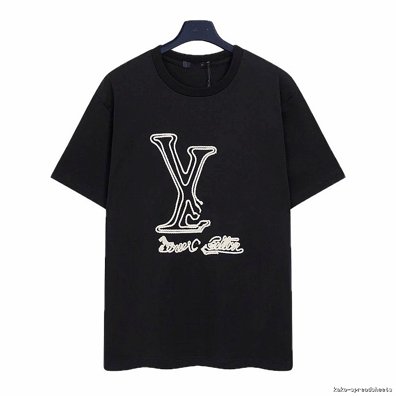 Louis Vuitton Trendy Embroidered Black Short-sleeve T-shirt