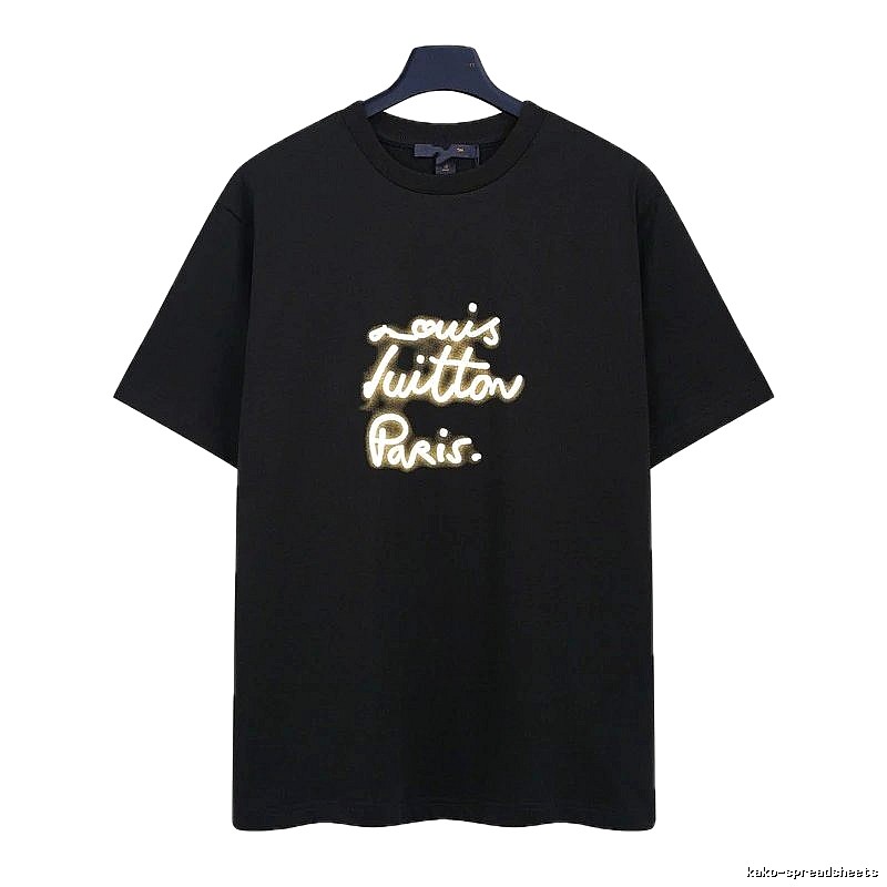 Louis Vuitton Trendy Handwritten Print Black T-Shirt