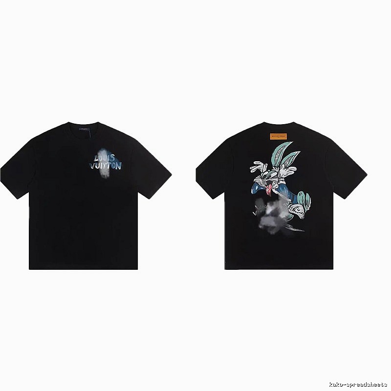 Louis Vuitton Trendy Style Cartoon Print Black T-Shirt