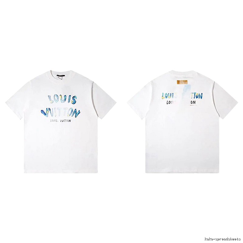 Louis Vuitton Watercolor Graffiti Style White T-Shirt